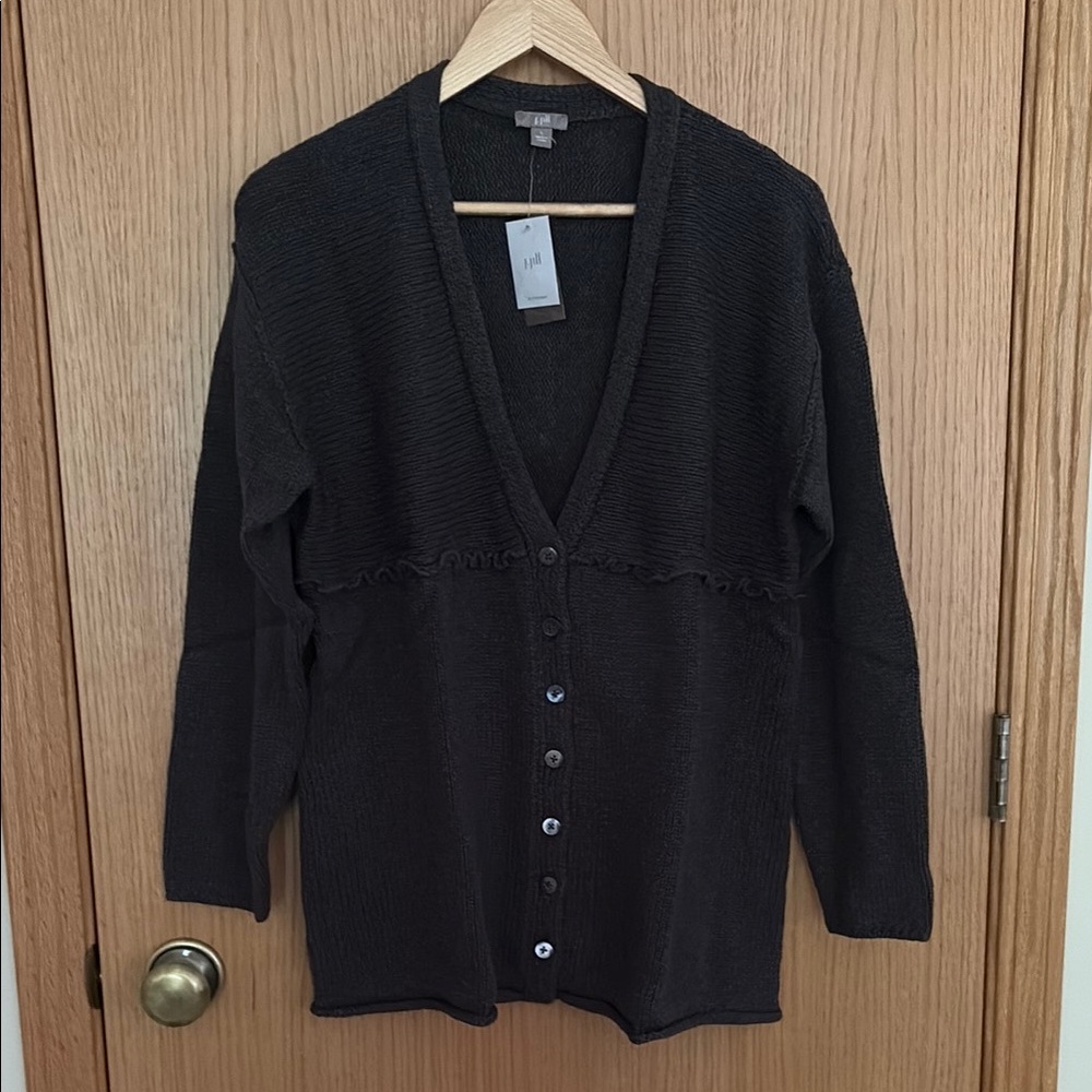 NWT new J. Jill 100% cotton sweater with ruffle design size L